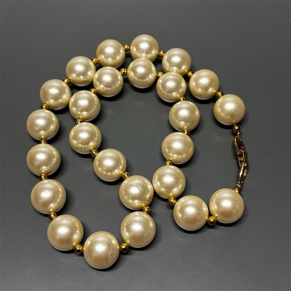 Vintage Napier Gold-Toned Faux Pearl Choker Necklace Women's Signed - Picture 10 of 13
